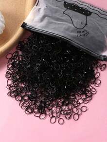 2000pcs Small Size Hair Scrunchies/Elastic Hair Ties For Women, Disposable Ponytail Holders, Rubber Band, Hair Rope Hair Accessories - 黑色 - 查看 4