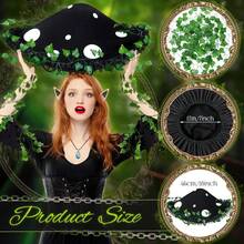 3 Pcs Mushroom Hat Accessories Set Renaissance Medieval Costume Victorian Fairy Elf Outfit Ears Garland Women - 黑色 - 查看 2