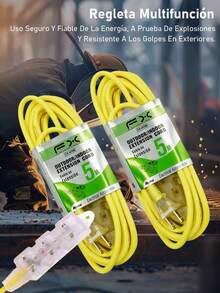 EXTENSION 4 ENCHUFE 3M/5M/7M/10M/15M DE USO RUDO PARA EXTERIOR HOGAR - 5 metros--2 piezas - Ver 1