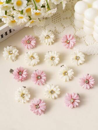 Set de 20 piezas de pasadores de pelo con flores de rhinestone, accesorios de pelo lindos adecuados para adolescentes, festivales y fiestas, pinzas para el cabello, pasadores de pelo, barrettes