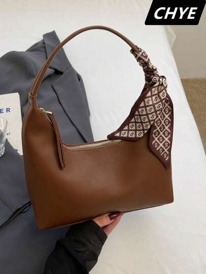 1pc Women's PU Leather Fashionable And High-End Shoulder Bag, Handbag, Shopping Bag,Scratch Resistant And Wear-Resistant,Camping Stuff,Suitable For Shopping, Commuting, Work, Dating, Daily Travel,Solid Color,For Women, Rookies & White-Collar Workers,College Students,Lady