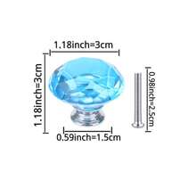 10pcs Crystal Glass Diamond Cabinet Knobs - Light Blue, 1.18 Inch Diameter, Chrome Plated Surface - Baby Blue - View 3
