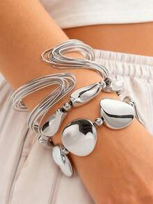 3 件/套 Y2K 夸张开口金属手链，CCB 材质手链套装，适合日常佩戴、聚会、赠送朋友