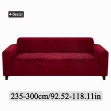 1PC Plush Sofa Cover Winter Warmth, Elastic Sofa Cover Suitable For Living Room Bedroom Dustproof Furniture Protector Soft And Comfortable Fabric Easy To Clean Suitable For 1/2/3/4 Seat Home Decor Sofa Protector Cushion Cover - Màu Đỏ Sâu - Xem 13