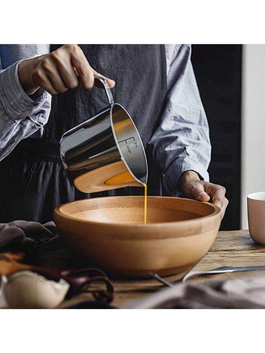 600ml/20oz Durable 316 Stainless Steel Multipurpose Measuring Cup - Suitable For Cooking, Baking, Coffee, Tea - Commercial & Home Kitchen Use - Easy Clean Design, Cooking Measure Cup, Baking Essential, Ergonomic Handle, Polished Surface, Material - Multicolor - View 1