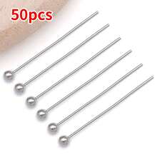 50pcs 16/20/25/30/35mm Elegant Classic DIY Jewelry Findings Kit Copper Plated 18K Gold, Thick Silvery & Platinum Ball Head Pins With Floral Pearl Seats Perfect For Bracelets, Necklaces, Earrings, Wedding & Party - Multicolor - View 14