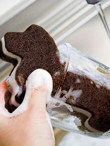 4 buc burete de spălat vase, lavetă abrazivă, burete de curățare a bucătăriei, burete compozit de spălat vase cu trei straturi, formă drăguță de câine, cadou perfect interesant