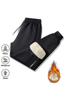 1 Quần nỉ buộc ống thường ngày dành cho nam có túi có khóa kéo, có lớp lót bằng len cừu dày giữ ấm và mang lại cảm giác thoải mái, dễ chịu khi mặc. - màu đen - Xem 6
