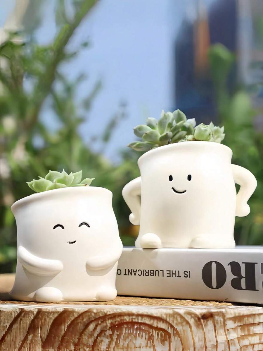 笑脸花盆，可爱树脂玫瑰花盆，适合室内植物，趣味花盆底部带排水孔，是家居装饰、卧室、办公室和学生使用的理想之选，也可用于收纳、婚礼装饰、珠宝整理、派对装饰，是馈赠佳品。 - 彩色 - 查看 1