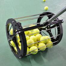 HOHOBLA 2-In-1 Tennis Ball Pickup Automatic Ball Retractor With Handle,Tennis Ball Hopper,Tennis Field Equipment Auto Collector Picker Retractor 55 Tennis Balls [US STOCK, Christmas Gift] - Black, Silver - View 4