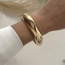 3件套复古夸张奢华几何设计宽金属手镯，适合女性日常、派对、度假佩戴，亦可作为礼物。 - 金色7 - 查看 7