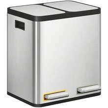 HEXCELEN Kitchen Waste Bin, Waste Separation System 2 Compartments 30L (2 X 15L), Stainless Steel Kitchen Waste Bin, Pedal Bin With Color-Coded Pedals, Quiet Slow-Descent Waste Bin, Silver - Bạc - Xem 8