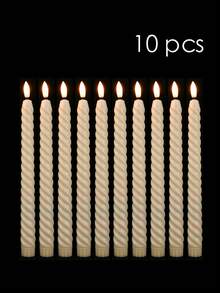 3/6/10/12支装无焰LED蜡烛灯 - 逼真的火焰舞动效果，长杆设计，适用于圣诞节、万圣节、情人节、婚礼、家居装饰、餐桌摆饰等室内场合 - 不含AAA电池 - 母亲节、派对、教堂活动的理想礼物 - 节能环保，营造节日氛围，装饰照明，经久耐用，环境照明，派对策划师的理想之选 - 米色 - 查看 12