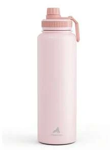 Powcan 40oz insulated stainless steel sports water bottle with spout and handle lid, wide-mouth bottle, double-wall stainless steel, leak-proof design, suitable for sports, outdoors, travel, school, and office - 粉色 - 查看 2