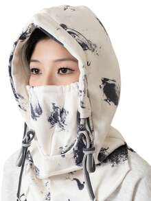 4-In-1 Chinese Style Face Mask Beanie, Windproof Dust-Proof Neck Warmer Hat For Men And Women, High-Quality Cycling Accessory - White Hat - View 4