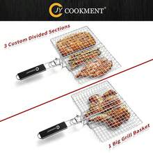 Grill Basket Stainless Steel With Portable Removable Handle, Grilling Basket-BBQ Accessories For Vegetable, Shrimp, Fish, Steak And Outdoor Use-Dishwasher ,Siliver - 銀 - 查看 5