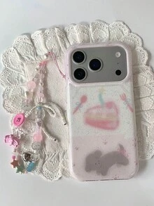 Painted Graffiti Ins Glitter Purple Sweet Potato Cake Puppy Design Soft Silicone Phone Case Compatible With IPhone 17 Pro Max, 13/14, 16/16 Pro, 15 Pro Max, Shock-Proof Protection - 粉色 - 查看 1