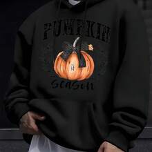 Black Hoodie With Seasonal Pumpkin Text For Fall - White - View 6