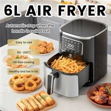 SUPERLEX 5.5L Air Fryer, 10-In-1 Multi-Function Fryer 1450W, LED Display Multi-Function Oven, Equipped With A Timing Function, Stainless Steel Non-Stick Coating, Easy To Clean, Suitable For Kitchen: Fried Chicken, French Fries, Steak, Pizza, Barbecue - UK Plug(220-240V) - View 6