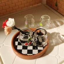Mini Realistic Doll House, Miniature Cherry Tulip Glass Cup Dollhouse Decor Toy - Multicolor - View 2