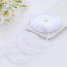 1 Roll 0.6cm/4cm Width Satin Ribbon For Handcraft, Cakes Wrapping Baking And Hair Accessories, - White - View 6