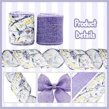 2 Rolls Lavender Wired Edge Ribbon - 2.5 Inch, 5 Yards Each, Spring Summer Lavender Grosgrain Ribbon With Wired Edge For Wedding Decor, Gift Wrapping & DIY Crafts, Mother'S Day Gift,Lavender - Lavender - View 3