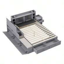 Bed Frames - Gray + Wood + 140cm*200cm - View 6