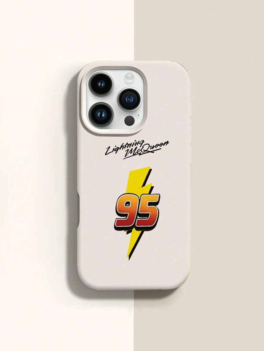 1pc Fashionable Minimalist Numeric Lightning Slogan Pattern Liquid Silicone Shockproof Soft Phone Case, Compatible With Apple 11/12/13/14/14Plus/15/15Plus/16/16Plus/17/17Pro - Multicolor - View 1