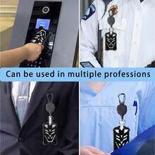 1 قطعة (مشبك شارة + حامل بطاقة) حامل شارة أسود رائع مع بكرة شارة قابلة للسحب، بكرة شارة عمل متعددة الاستخدامات مع مشبك، سلسلة مفاتيح متينة لعمال الرعاية الصحية، تعليق على الحقيبة الخلفية، واقي بطاقة أعمال، حامل بطاقة هوية بشكل متعدد الأضلاع، هدية لوازم مكتبية للزملاء والأصدقاء