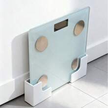 Estante de almacenamiento para báscula de pared - Instalación adhesiva sin costuras, organizador de plástico duradero y ahorra espacio, adecuado para baño y gimnasio en casa, soporta hasta 10kg, almacenamiento y organización de baño, diseño elegante, estructura resistente, compartimento de almacenamiento