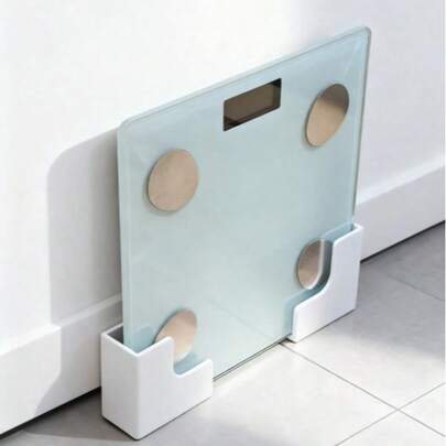 Wall-Mounted Weight Scale Storage Rack - Adhesive Installation, Plastic Space-Saving Organizer Suitable For Bathroom And Home Gym, 22lbs Capacity, Bathroom Storage And Organization, Stylish Design, Sturdy Structure, Storage Box