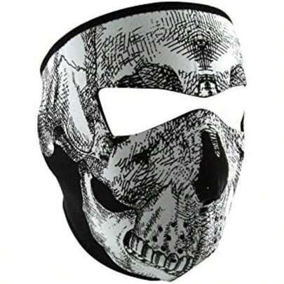 ZANheadgear Máscara de Neopreno, Camuflaje del bosque, Woodland(Calavera en blanco y negro, brillante)
