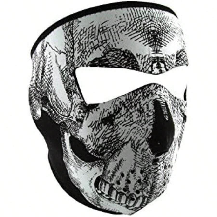 ZANheadgear Máscara de Neopreno, Camuflaje del bosque, Woodland(Calavera en blanco y negro, brillante) - Multicolor - Ver 1