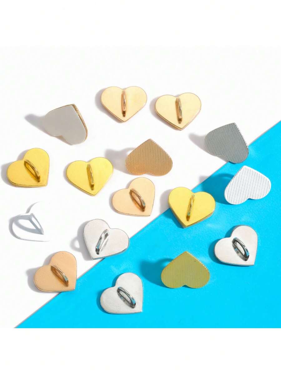 5个光滑金属心形不干胶贴纸，20毫米，DIY珠宝及配件，V1032 - 愛心貼扣 - 查看 1
