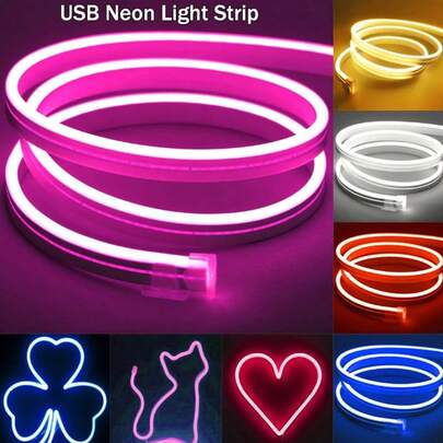 1/2/3/4/5/8/10m Flexible LED Neon Light Strip, USB Powered, Suitable For Halloween, Party Decor, Kitchen Ambiance, Bedroom, Living Room, Bathroom, Party And Outdoor DIY Decoration