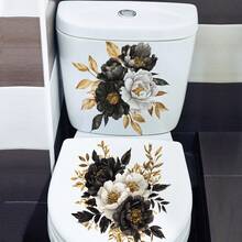 Purple Flower Bathroom Toilet Seat Decal, Creative Waterproof Toilet Cover Decoration - Multicolor - View 2