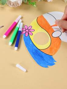 8pcs Animal Paper Masks, DIY Coloring Paper Masks With Watercolor Pens, Elephant, Butterfly & Mixed Animal Designs For Photo Booth Props, Suitable For Birthday Party, Baby Shower, Party Masks, Jungle Theme Birthday Party Costumes & Accessories, Blindfold Party Favors, Includes 8 Masks/8 Elastic Strings/6 Pens, Multifunctional Accessories For Various Occasions - Multicolor - View 3