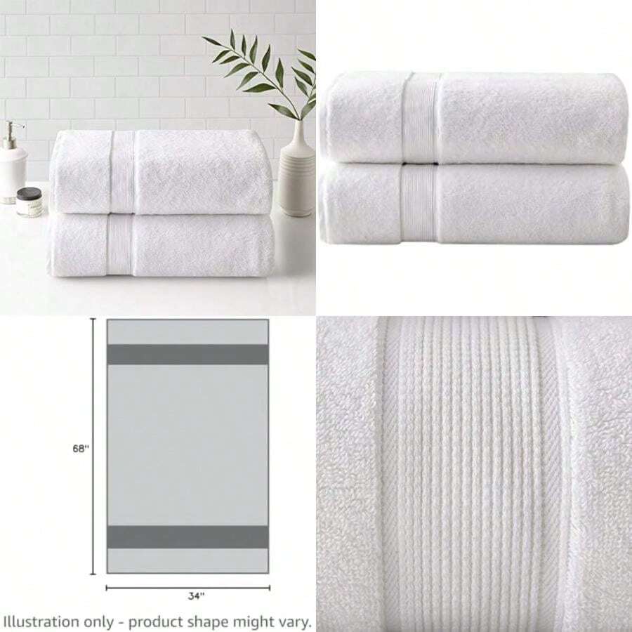 Park - Juego de Toallas de baño de Lujo de 800 g/m², 100% algodón, Altamente absorbentes, Secado rápido, Calidad de Hotel y SPA para baño, 34 x 68 Pulgadas, Color , 2 Piezas(Bath Sheet 34 in x 68 in Blanco) - Multicolor - Ver 1
