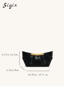 Pleated Elegant Clutch Bag, New Casual Versatile Shoulder Bag For Shopping, Party, Fashion Handbag For Women - Black - View 3