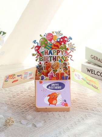 1 Stück 3D Tier Geburtstagskarte, kreatives Tier-Design Geburtstagskarte, Papier Laser geschnittene Feiertags-Karte, Geschenk für Freunde (mit Umschlag und Karte)