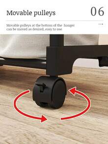 Movable Coat Rack Double Clothes Shelf Simple Rod Clothes Floor-Standing Bedroom Telescopic Floor Hangers Storage Coat Rack - Multicolor - View 10