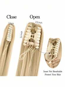 Synthetic Long Straight Claw Clip On Ponytail Hair Extensions 24Inch Heat Resistant Pony Tail Hair Piece For Women Daily Party