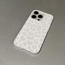 Minimalist Leopard Print Phone Case | Light Gray Leopard * Pure White Base, A Subtle Fashion Statement For IPhone 16 15 14 13 12 11 Pro Max 14 15 16 Plus XS XR X 8 7 Jelly Case - White Minimalist Leopard 466XS - 款式1(1pc) - 查看 6