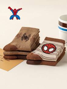 5 đôi tất ngắn cho nữ, tất siêu anh hùng Marvel Spider-Man, phong cách hoạt hình Hàn Quốc, thích hợp cho mùa thu/đông - Nhiều màu - Xem 3