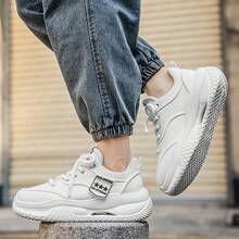 2025冬季新款男士时尚保暖厚底运动鞋增高休闲百搭白色鞋 - 白色 - 查看 6