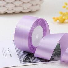 1 Roll 0.6cm/4cm Wide Satin Ribbon, DIY Hair Bow, Cake Decoration, Gift Wrapping, - Mauve Purple - View 3