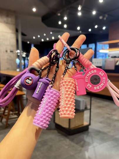 Dopamine Fitness Keychain - Sports Bag Decoration, Dumbbell Slices, Dumbbells, Kettle Bells, Sports Water Cups, Fitness Men's/Women's Fitness Equipment Bag Decoration, Car Pendant, Black Spring Buckle Mountaineering Buckle, Birthday/Mom/Dad Gift - Button, Bag Pendant, Clothing Decoration, Fitness Enthusiasts (Multiple Color Options)