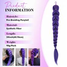 Purple Braiding Ponytail Hair Extensions For Women, Synthetic Braiding Hair With Rubber Band Long Ponytail Sleek Wrap Around Hair Pieces - Multicolor - View 3