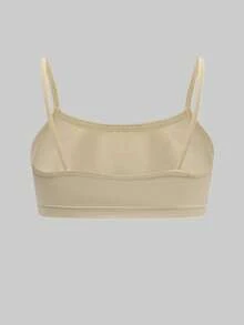 6pcs Random Color Girls Casual Comfortable Single Layer Camisole Bras, Solid Color Minimalist Sweet Teenager Seamless Breathable Sports Bras