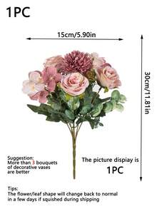 1 Stück/2 Stücke künstliche Pfingstrosen Blumen, Seidenhydrangeen Sträuße, Fake Rosen Kugel Chrysanthemen für Herbst Hochzeit Vase, Zuhause Esszimmer Schlafzimmer Dekorationen, Feste Geburtstags Party Accessoires, Outdoor Garten Dekorationen - Sandrot - Übersicht 2